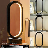 Modern LED Oval Slim Nightstand Bedside Ring Lamp 3 Color Temperatures Dimmable USB Powered Soft Table Night Light for Bedroom Living Room Kids Room Home Office Study Reading Nursery