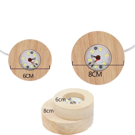 1/4Pcs Wood Desktop Decorative Lights Base Night Light Wooden LED USB RGB Display Lamp Display Stand Lamps Holder Art Ornament