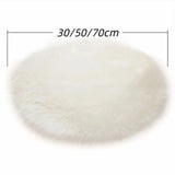 Soft 30/50/70cm Round Carpet Round Long Bedside Rug Fur Artificial Wool Chair Mat Bedroom