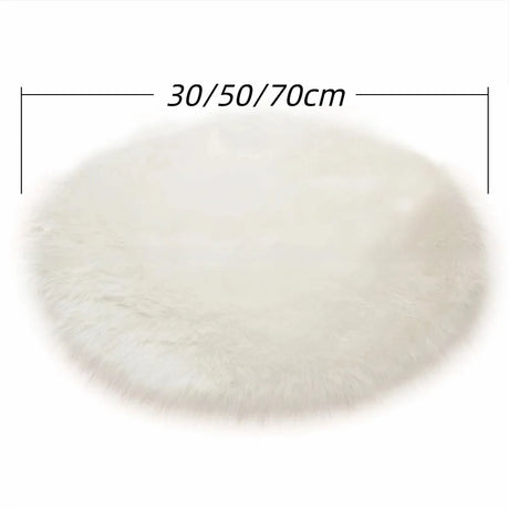Soft 30/50/70cm Round Carpet Round Long Bedside Rug Fur Artificial Wool Chair Mat Bedroom