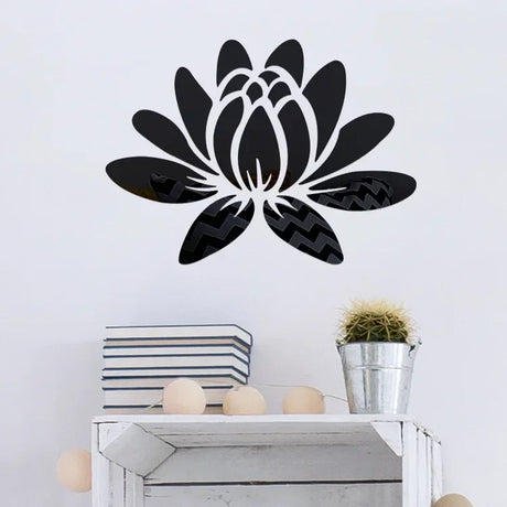 Lotus 3D Mirror Wall Sticker Home Living Room Bedroom Office Hallway Wall Decorations Acrylic Mirror Reflective Wall Sticker