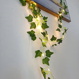2Meter Fake Green Leaf Ivy Vine with LED Lights String for Home Bedroom Decor Wedding Glowing Artifical Plant Garland Home Decor