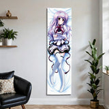 Anime Girl Dakimakura-Style Tapestry, White & Purple Uniform, Soft Bedroom Decor