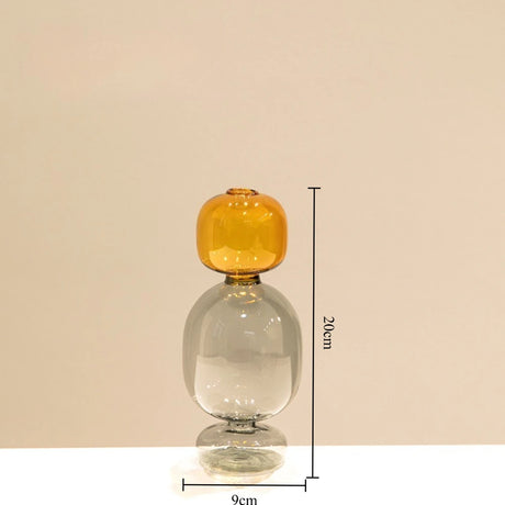 Minimalist Colored Glass Creative Double-layer Glass Transparent Vase Desktop Soft Decoration Hydroponics Vase Home Decoration