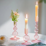 3Pcs Glass Candlestick Holders Glass Taper Candle Holders Groovy Wavy Elegant Candle Stick for Home Party Decoration