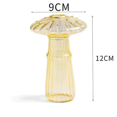 Transparent Glass Mushroom Vase - Hydroponic Planter for Home & Garden, Cute Round Pot Summer Plants Battery-Free