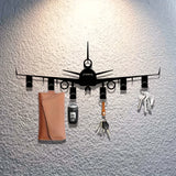 1pc Metal Airplane Key Rack, Wall-mounted Key Holder Organizer for Entryway Storage, Black Durable Jewelry Hook, Office & Front