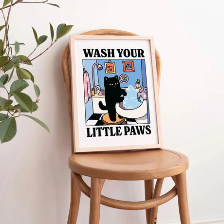 Wash Your Plttle Paws Bathroom Black Cat Wall Art Prints Canvas Painting Poster Picture For Living Bed Room Home Decor