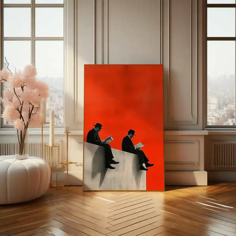 1pc Retro Surrealism Unique Men on Edge Poster - Frameless Abstract Canvas Wall Art Print for Living Room & Bedroom Decortions