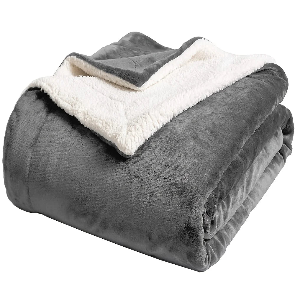 Sherpa Fleece Bed Blanket Twin Size Super Soft Fuzzy Plush Warm Cozy Fluffy Microfiber Couch Throw Velvet Double Reversible 5Lbs