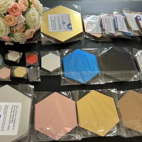 Acrylic Hexagon Mirror Wall Stickers Self Adhesive Removable Livingroom Bathroom Bedroom Wall Decoration Mirror Home Decoration