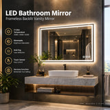 LUVODI LED Bathroom Mirror, Frameless Backlit Vanity Mirror, Dimmable 3-Color Light, Anti-Fog, Touch Sensor