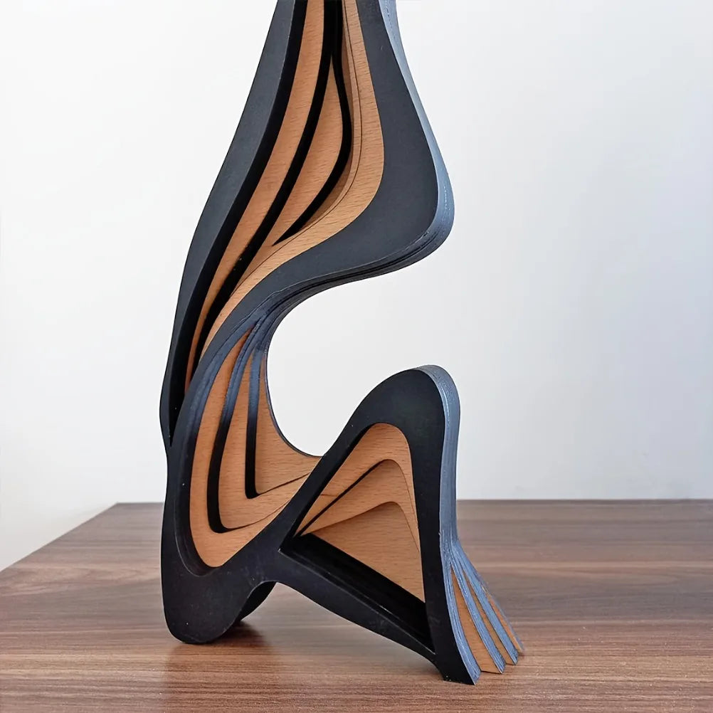 Artistic Abstract Wooden Streamlined Statue Minimalist Bookshelf Home Room Decoration Desktop Ornaments Home Gifts