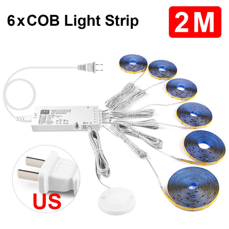 Smart Penetrable Wood COB LED Strip Touch Sensor Light 320Leds/m Warm/Neutral White Parallel Lights Kitchen Backlight Lighting