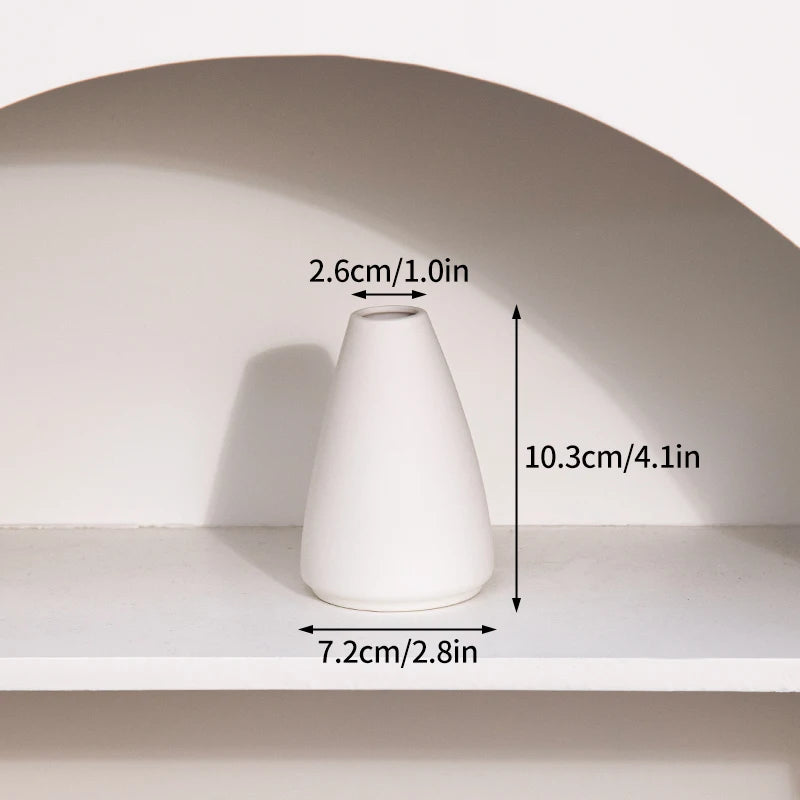White Nordic Ceramic Flower Vase Retro Flower Bottle Creative Flower Arrangement Holder Simple Plant Pot Room Table Decor Mini
