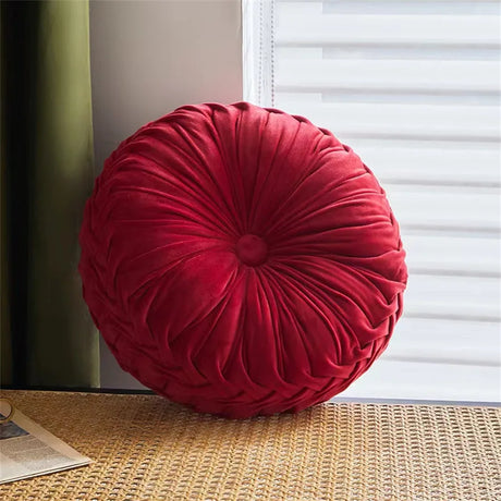 Round Throw Pillow Velvet Pleated Round Pillow Cushion for Couch Chair Bed Car Colorful Floor Cushion Home Decoration
