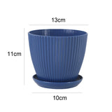 Plastic Flower Pot Succulent Plant Pot with Tray Green Dill Round Double Layer Small Flowerpot Home Office Desktop Decoration