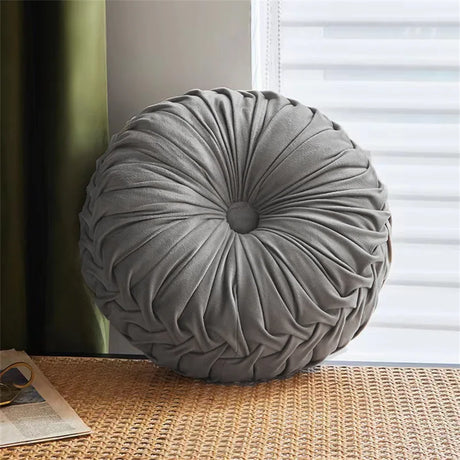Round Throw Pillow Velvet Pleated Round Pillow Cushion for Couch Chair Bed Car Colorful Floor Cushion Home Decoration
