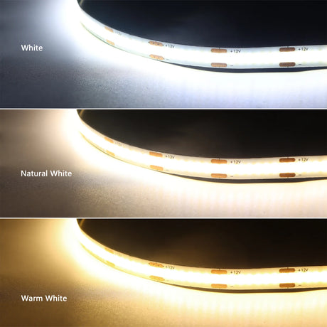COB LED Strip Light Under Cabinet Collection Display Bookcase Wardrobe Closet Lamp Tape Penetrable Wood Dimmable Touch Sensor