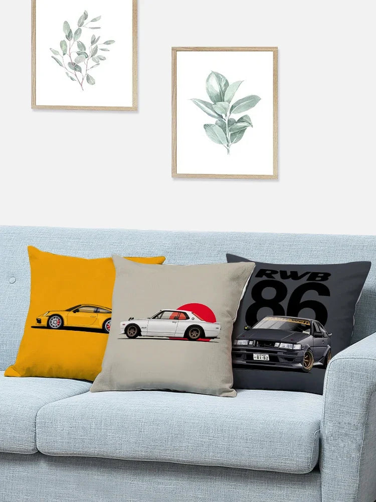 New Sports Car Cushion Cover Full Body Cartoon Pattern Pillow Case for Home Sofa Car Decor Pillowcase 45cm*45cm