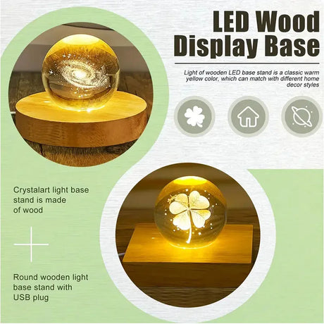 1/4Pcs Wood Desktop Decorative Lights Base Night Light Wooden LED USB RGB Display Lamp Display Stand Lamps Holder Art Ornament