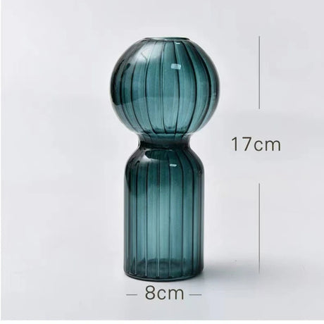 Nordic Creative Striped Colorful Vase Fashion Retro Glass Vase Decoration Ornament Hydroponic Vase for Home Office Decoration