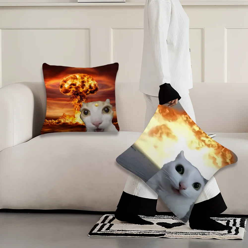 Cushion Cover Comfort Soft Cat Funny Pillowcase Sofa Meme Living Room Home Gift Office Decor Protective Covers