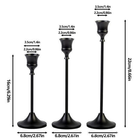 Set of 3 Vintage Elegant Metal and Aluminum Tabletop Candle Holders, Suitable for Wedding Anniversary, Home and Hotel Decoration