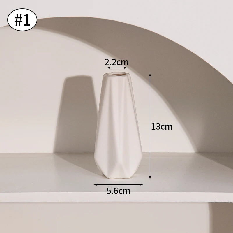 White Ceramic Vases Nordic Decorative Vasen Ornaments Home Living Room Decor Flower Arrangements Sketching Props Desktop Decor