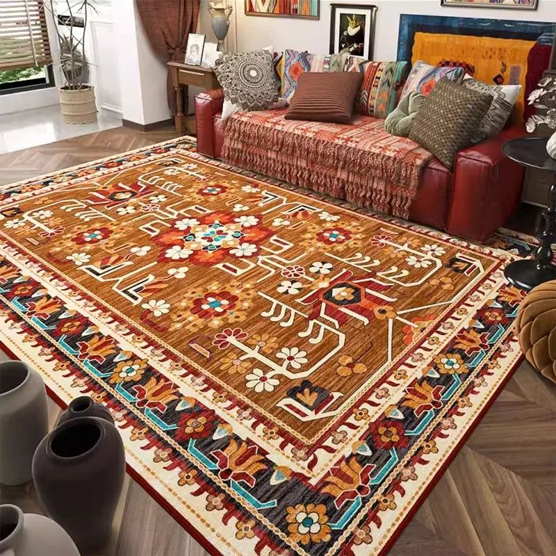 Carpet for Living Room Retro Bohemian Floral Abstract Large Area Rug Home Decoration Pastoral Ethnic Style Bedroom Mat ковер