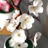 Artificial Plum Blossom Potted Plant, Fake Wintersweet Flower Bonsai for Home Tabletop Decor Chinese Style Floral Ornament