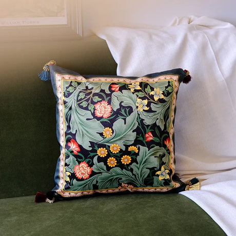Velvet Cushion Cover 45x45cm Soft Pillow Cover Green Leaves Moss Printed Home Decorative for Sofa Bed Living Room Bedroom