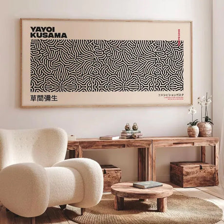 Yayoi Kusama Inspired Poster Wall Art, Panoramic Wall Art, Abstract Art, Modern Art, Gallery Wall Art Print, Home Decor Unframed