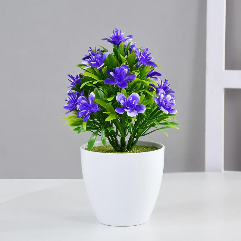 1pc Artificial Potted Plant Small Bonsai Flowers Pot Simulated Tree Ornaments Wedding Home Hotel Office Table Decor Fake Plants