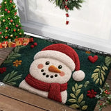 VIKAMA Gingerbread Man Doormat Green Floral Heart Pattern Non Slip Entrance Rug Christmas Holiday Floor Mat Front Door Outdoor