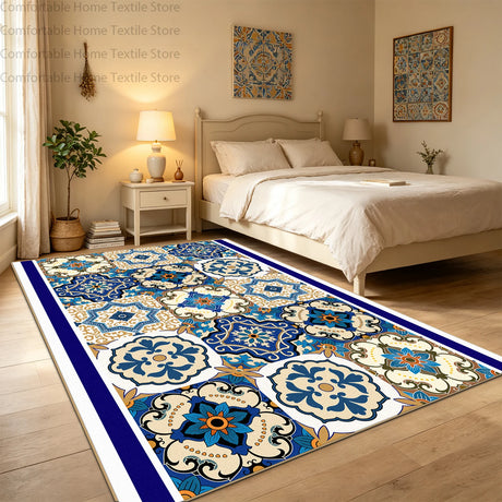 Bohemian Geometric Abstract Style Big Size Rugs for Bedroom Soft Easy Clean Cloakroom Carpet Machine Washable Foldable Patio Mat