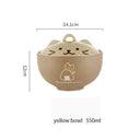Cartoon Cat Ceramic Instant Noodle Bowl With Lid Underglaze Color Soup Salad Bowl Kitchen Office Student Lunch Box 550ml