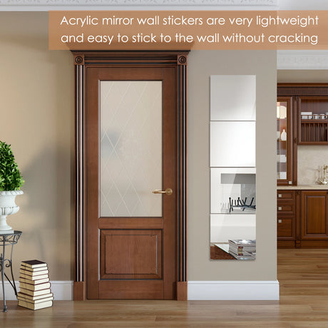 4/8Pcs Acrylic Mirrors Set Self Adhesive Mirror Tiles 2mm Thick Flexible Unbreakable Mirror Sticker Square Mirror Wall Stickers