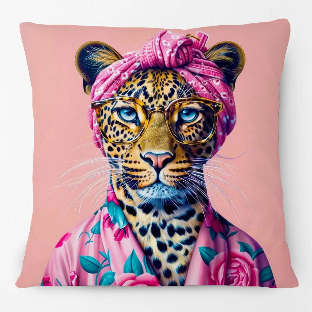 Animals Portrait Poster Pillowcase Horse Dog Fox Flower Giraffe Leopard Tiger Cushion Cover Living Room Square Home Decoration