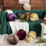 Cozy Hand-woven Knotted Pillow Golden Velvet Three-strand Rope Cushion for Sofa