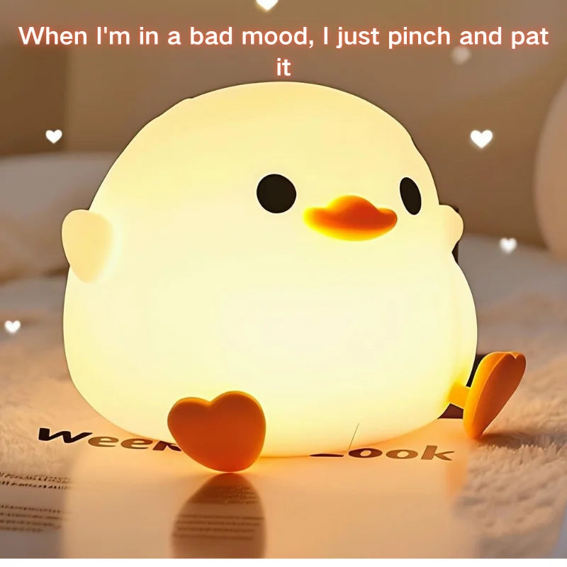 Cute DoDo Duck LED Night Light RGB Colors Rechargeable Dimmable Touch-Sensitive Silicone Bedside Lamp for Nursery Bedroom