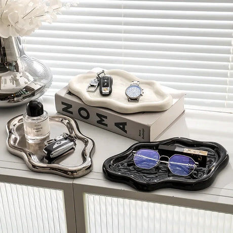 Instagram Influencer Photo Props Ceramic Jewelry Storage Tray Display Tray  Storage Tray Light Luxury Ceramic Jewelry Large Size