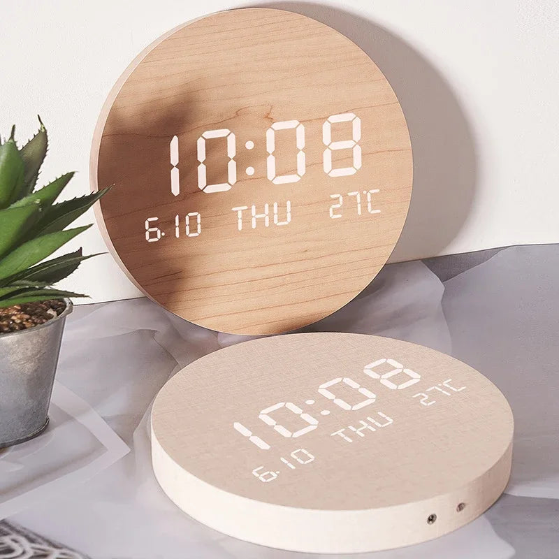 LED Digital Wall Clock Temperature Date Time Multi-function Display Living Room Home Bedroom Silent Clock Fashion Wall Clock