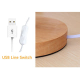 USB Bedside Lamp Night Lights Table Lamp For Bedroom Wooden Desk Lamp Bedside Night Light with Cylinder Lamp Shade Home Decor