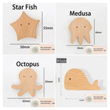 Cute Wall Wooden Hooks Children's Room Animal Hook Wall Keychain Coat Hook Home Decoration Solid Wood Hook Hanger Kitchen Access