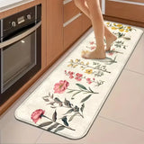 Floral Kitchen & Bathroom Mats Non-Slip, Runner Rugs for Home, Laundry - Comfortable Standing Pads with Vibrant Spring Decor