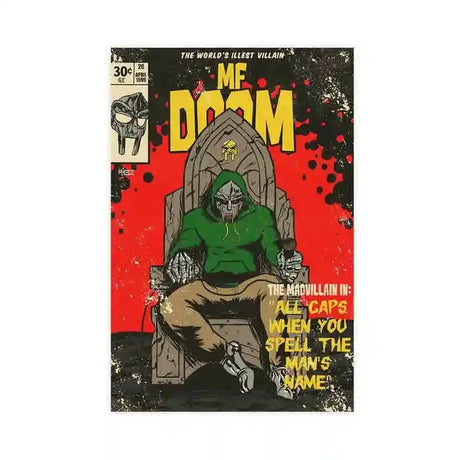 MF Doom Comic Album Poster Aesthetic Rapper Hip Hop Rock Music Band MM Food Mask Canvas For Wall Art Room Decor Home Decoration