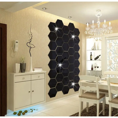 Acrylic Hexagon Mirror Wall Stickers Self Adhesive Removable Livingroom Bathroom Bedroom Wall Decoration Mirror Home Decoration