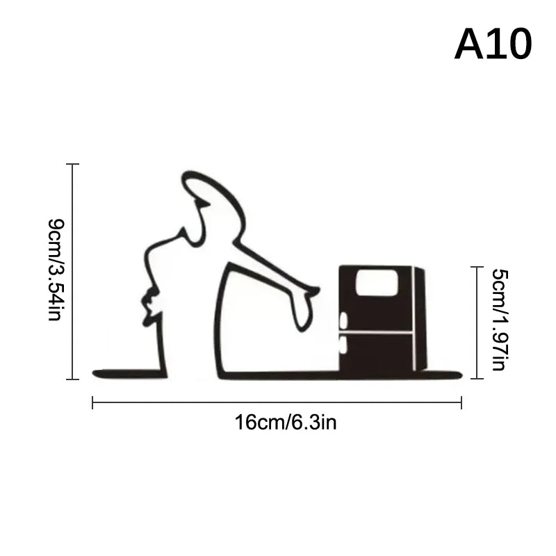 New La Linea Minimalist Line Art Car Sticker Bumper & Window Door Wall Decal With Cartoon Character Design Home Car Decoration