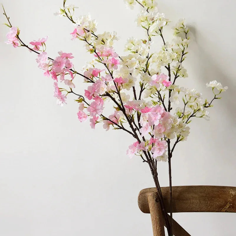 Artificial Cherry Blossom Branches, Silk-Like Plastic Flowers for Wedding Arch, Party & Home Decoration
